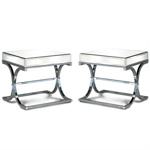 Home Square Xander Contemporary Metal Square End Table in Chrome - Set of 2