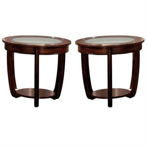 Home Square Tunton Solid Wood 1-Shelf End Table in Dark Cherry - Set of 2