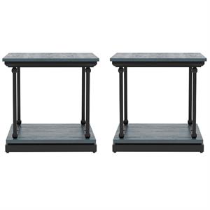 Home Square Drewden Transitional Wood End Table in Antique Blue - Set of 2