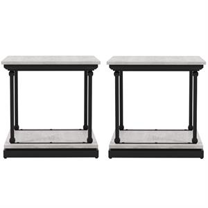Home Square Drewden Transitional Wood End Table in Antique White - Set of 2
