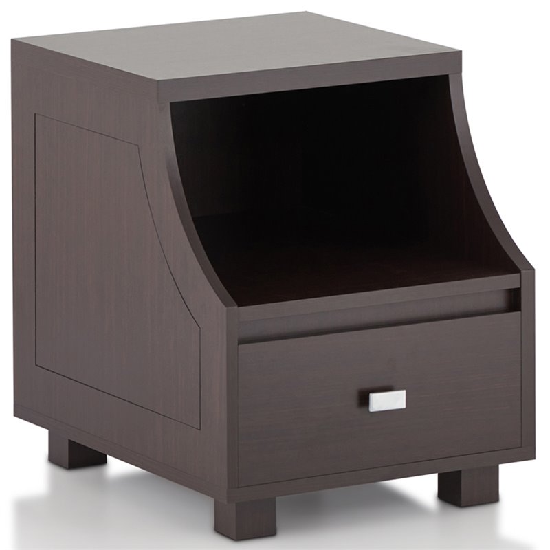 Home Square Moshe Modern Wood Storage End Table in Walnut - Set of 2