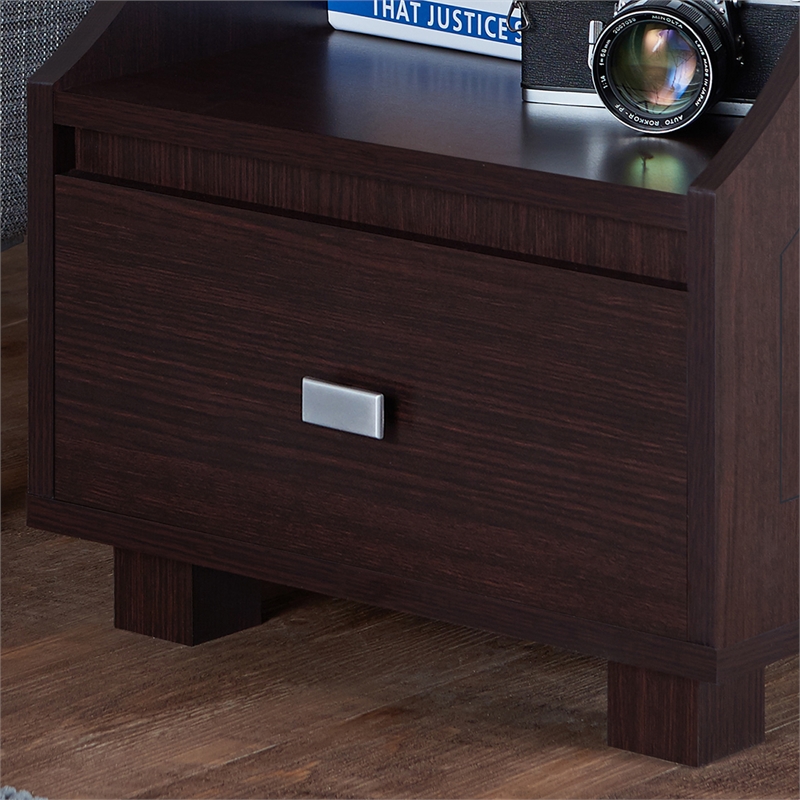 Home Square Moshe Modern Wood Storage End Table in Walnut - Set of 2