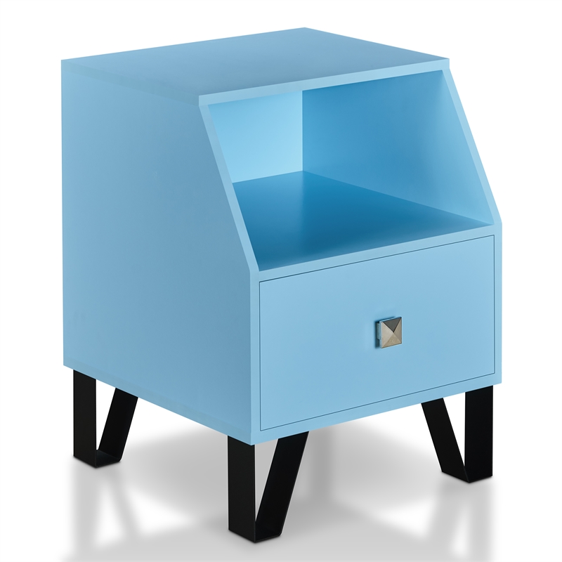 Home Square Jilah Modern Wood Storage End Table in Light Blue - Set of 2