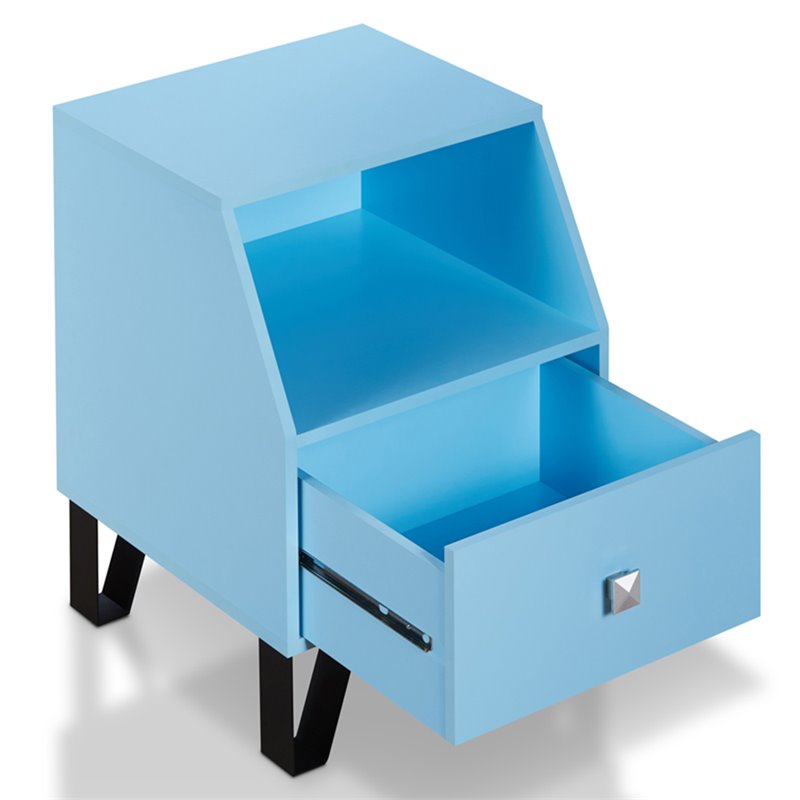 Home Square Jilah Modern Wood Storage End Table in Light Blue - Set of 2