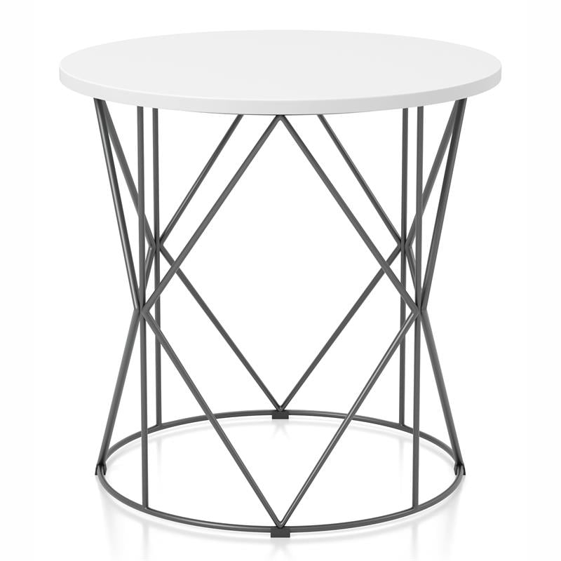 Home Square Borche Industrial Wood End Table in White and Black - Set of 2