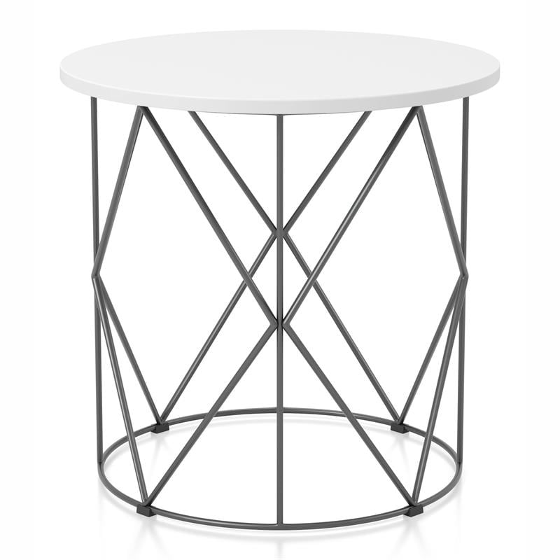Home Square Borche Industrial Wood End Table in White and Black - Set of 2
