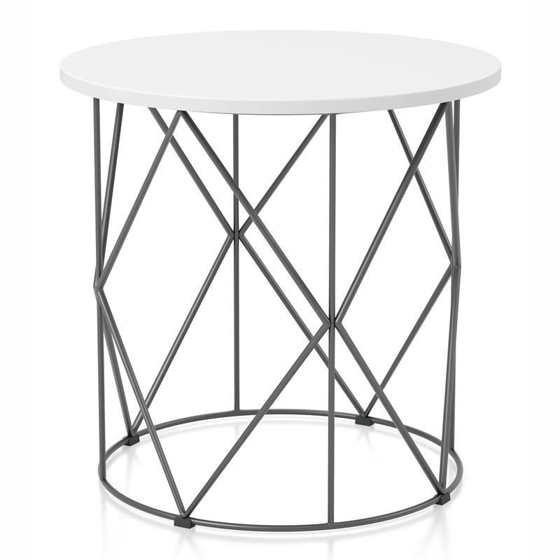 Home Square Borche Industrial Wood End Table in White and Black - Set of 2
