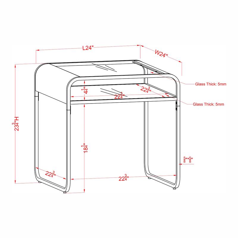 Home Square Marcusen Contemporary Glass Top End Table in Chrome - Set of 2