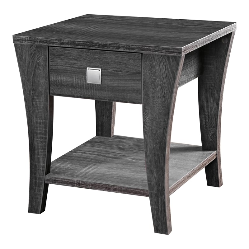 Home Square Ami Transitional Wood Storage End Table in Gray - Set of 2