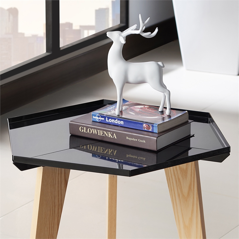 Home Square Bok Modern Chic Metal Tray-Top End Table in Black - Set of 2