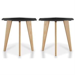 Home Square Bok Modern Chic Metal Tray-Top End Table in Black - Set of 2