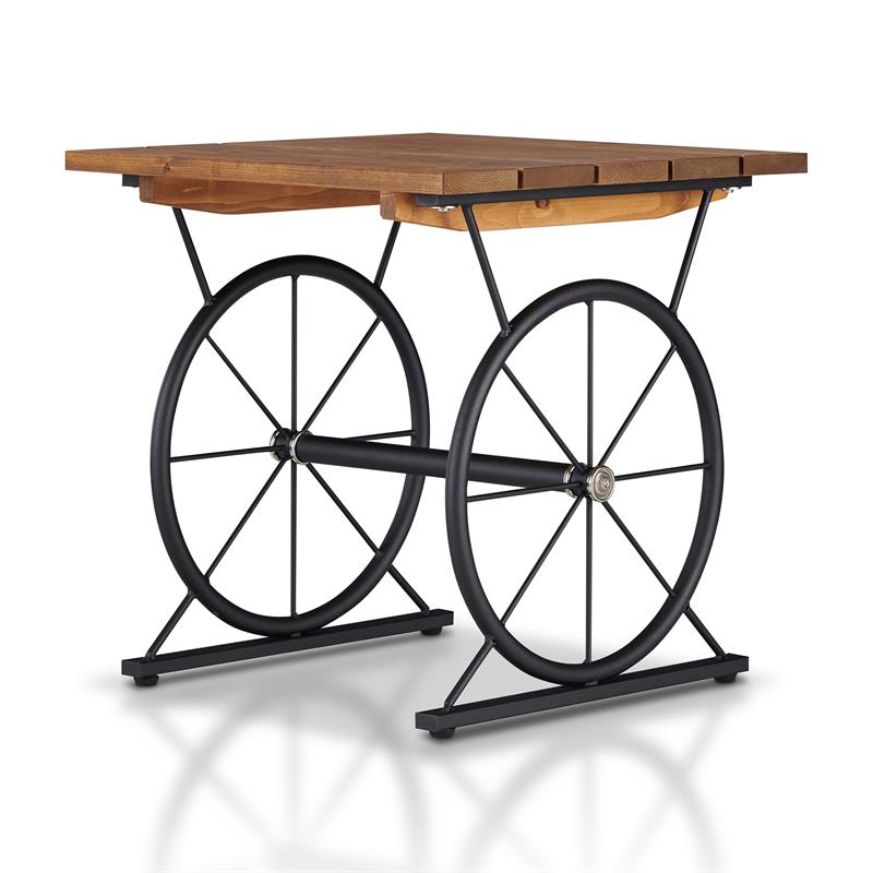 Home Square Davide Industrial Wood End Table in Warm Oak - Set of 2