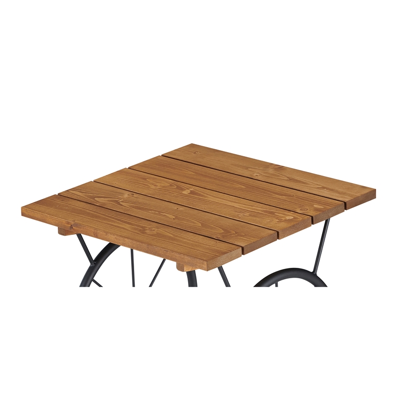 Home Square Davide Industrial Wood End Table in Warm Oak - Set of 2