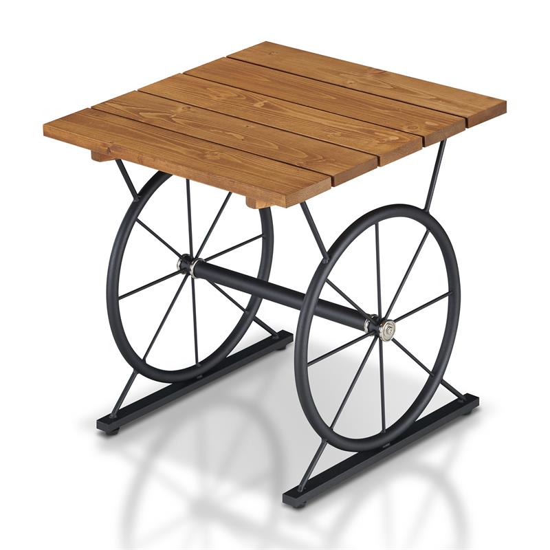 Home Square Davide Industrial Wood End Table in Warm Oak - Set of 2