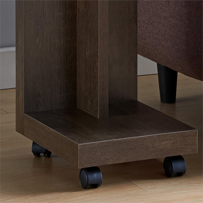Home Square Modern Vecker Wood Mobile End Table in Walnut Oak - Set of 2