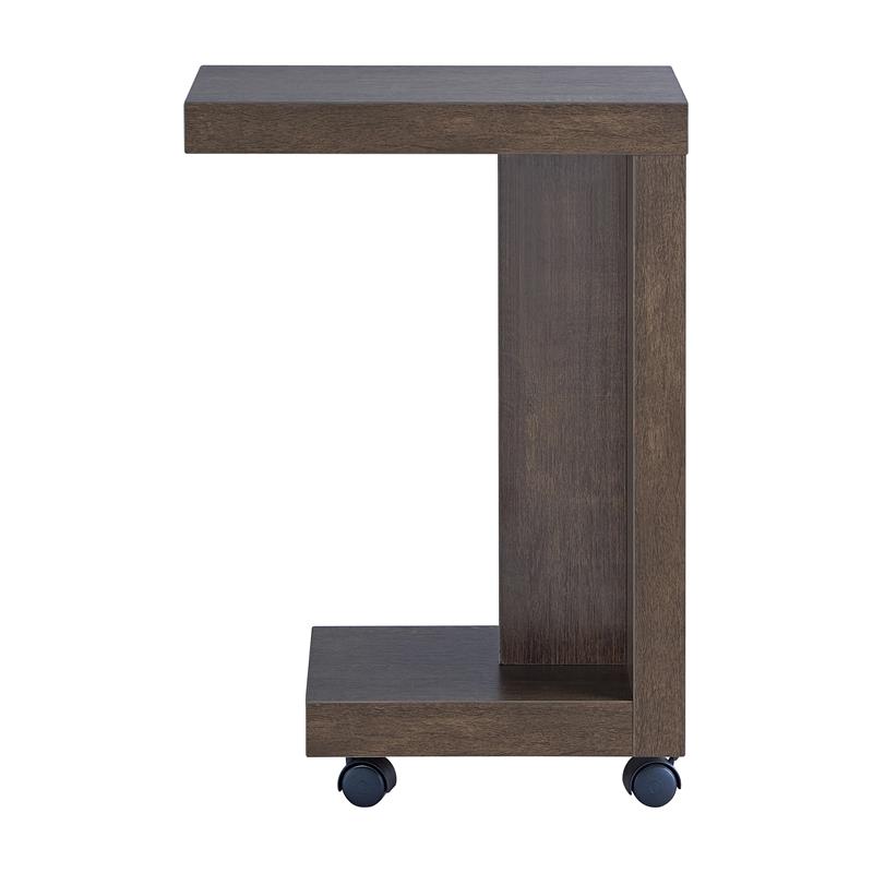 Home Square Modern Vecker Wood Mobile End Table in Walnut Oak - Set of 2