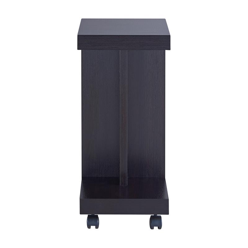 Home Square Modern Vecker Wood Mobile End Table in Espresso - Set of 2