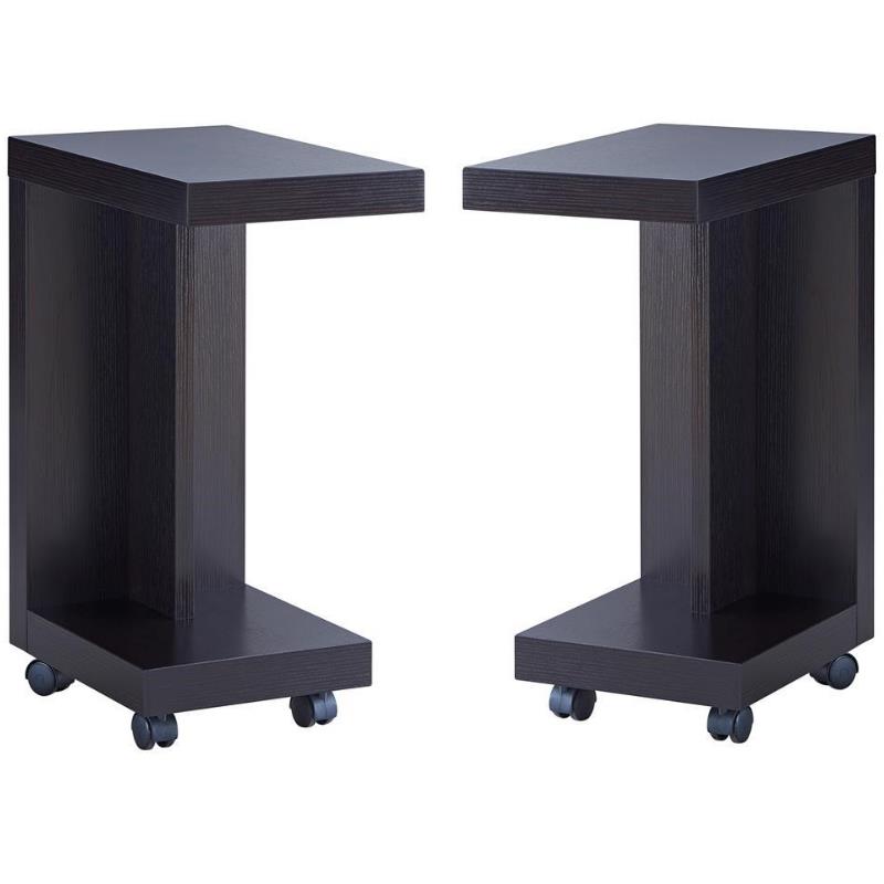 Home Square Modern Vecker Wood Mobile End Table in Espresso - Set of 2
