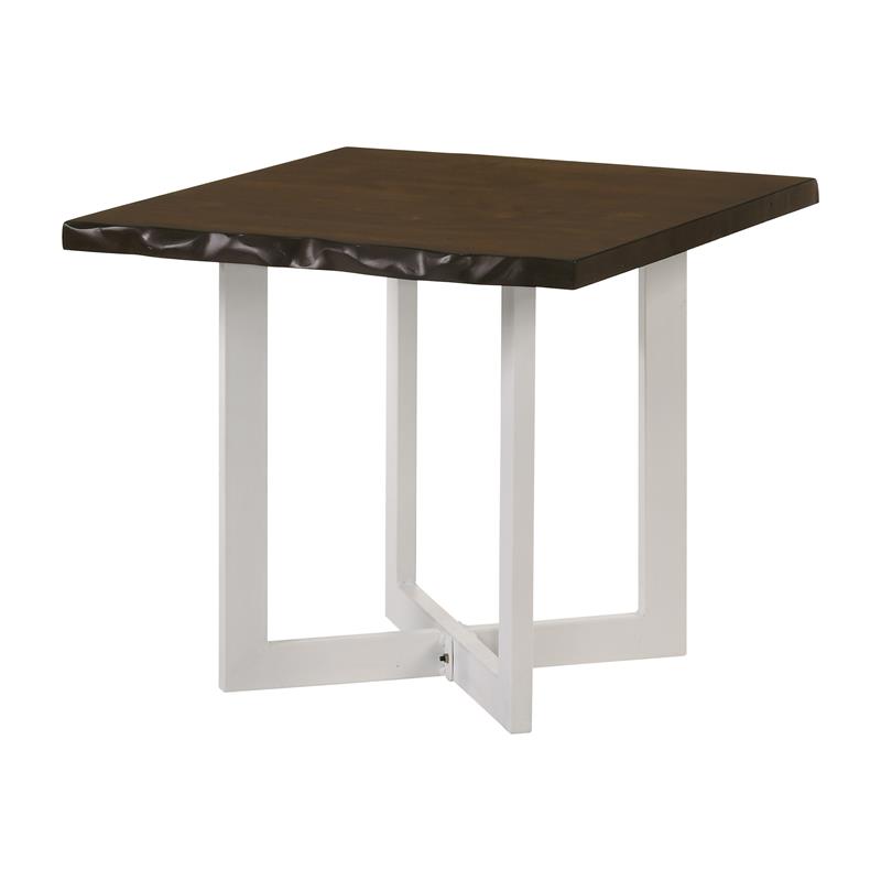 Home Square Baletto Contemporary Wood End Table in Oak and White - Set of 2