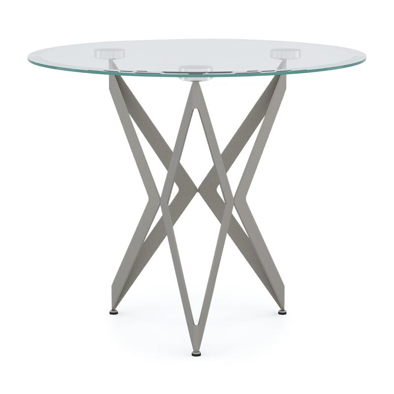 Home Square Contemporary Clear Glass Top End Table in Champagne - Set of 2