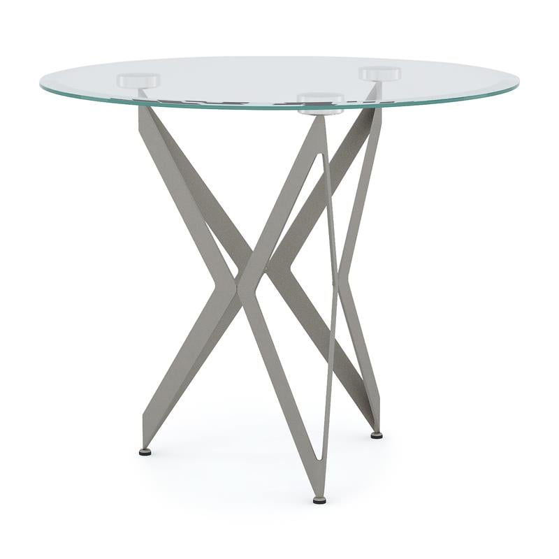 Home Square Contemporary Clear Glass Top End Table in Champagne - Set of 2