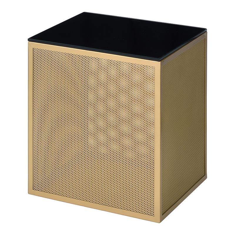 Home Square Kelforia Contemporary Glass Top Side Table in Gold - Set of 2