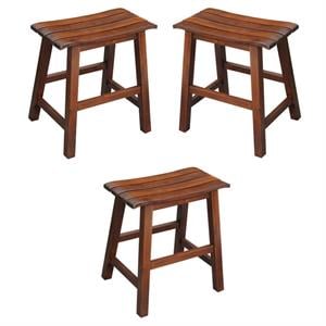 Home Square 3 Piece Solid Wood 18&quotH Slat Seat Barstool Set in Espresso