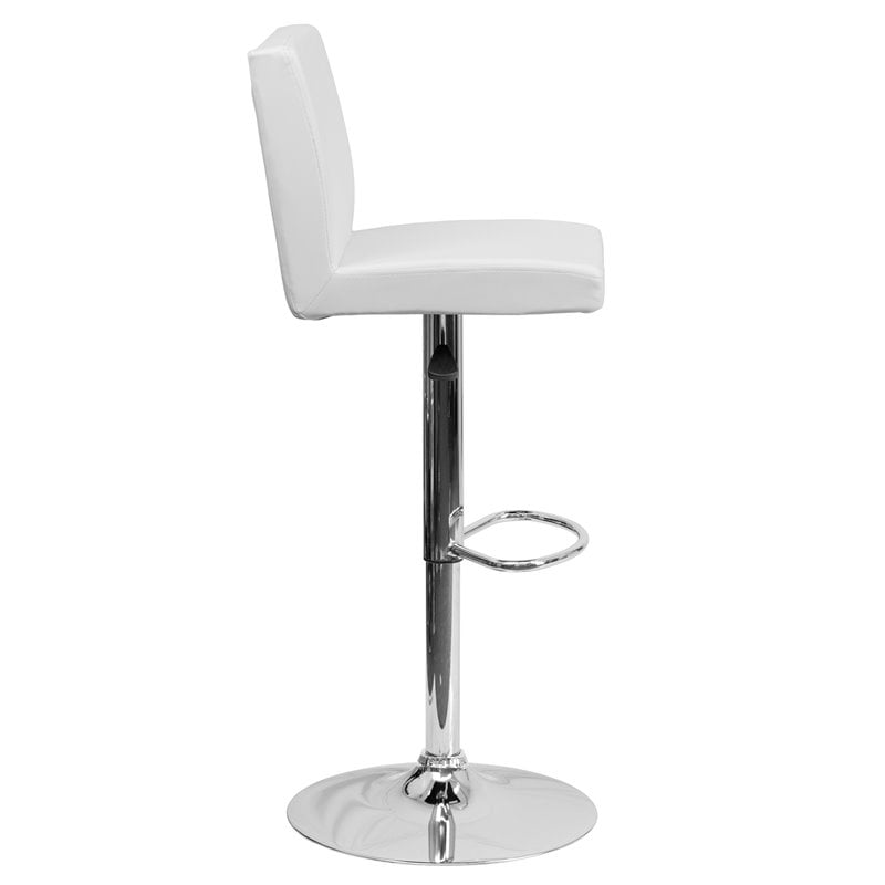 Home Square Contemporary Bar Stool in White Finish - Set of 3