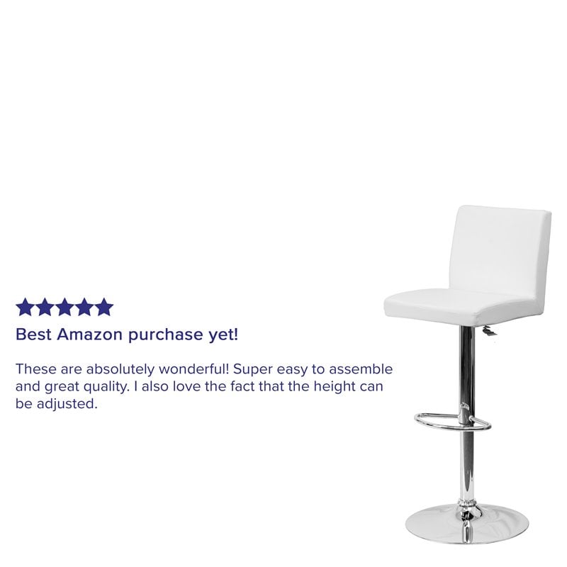 Home Square Contemporary Bar Stool in White Finish - Set of 3