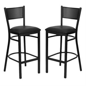 Home Square Hercules Series 30&quot Grid Back Metal Bar in Black - Set of 2
