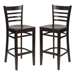 Home Square Hercules Series 30&quot Ladder Back Bar Stool in Walnut - Set of 2