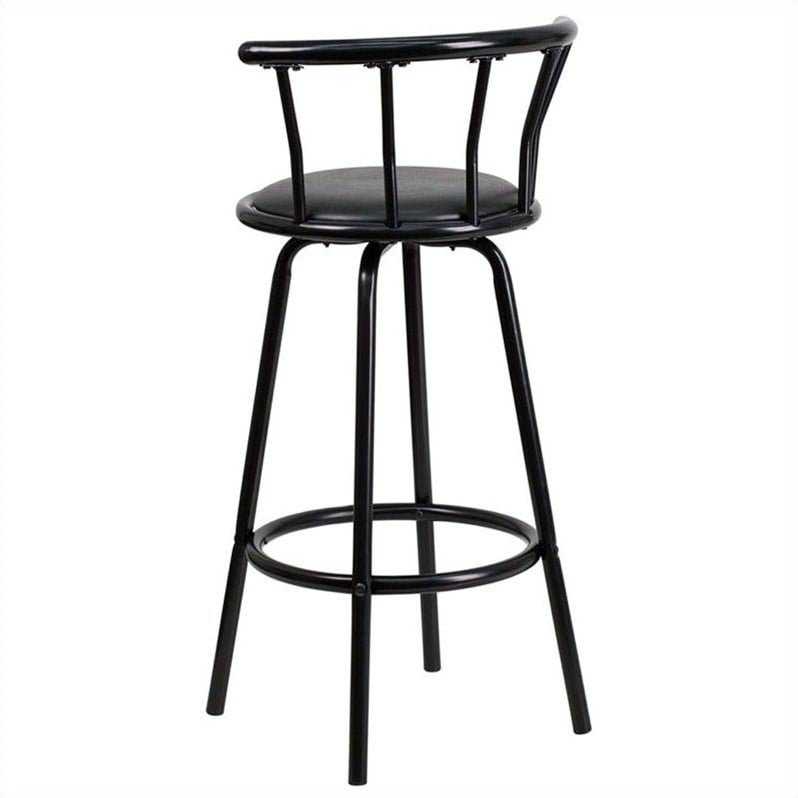 Home Square Metal Crown Back Swivel Stool In Black - Set of 3