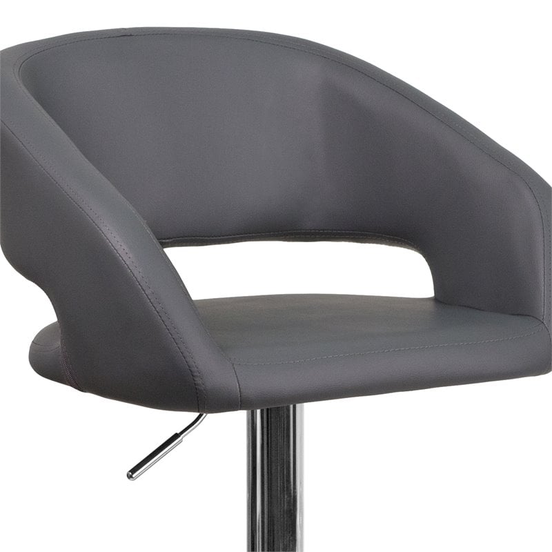 Home Square Faux Leather Bar Stool in Gray Finish - Set of 3