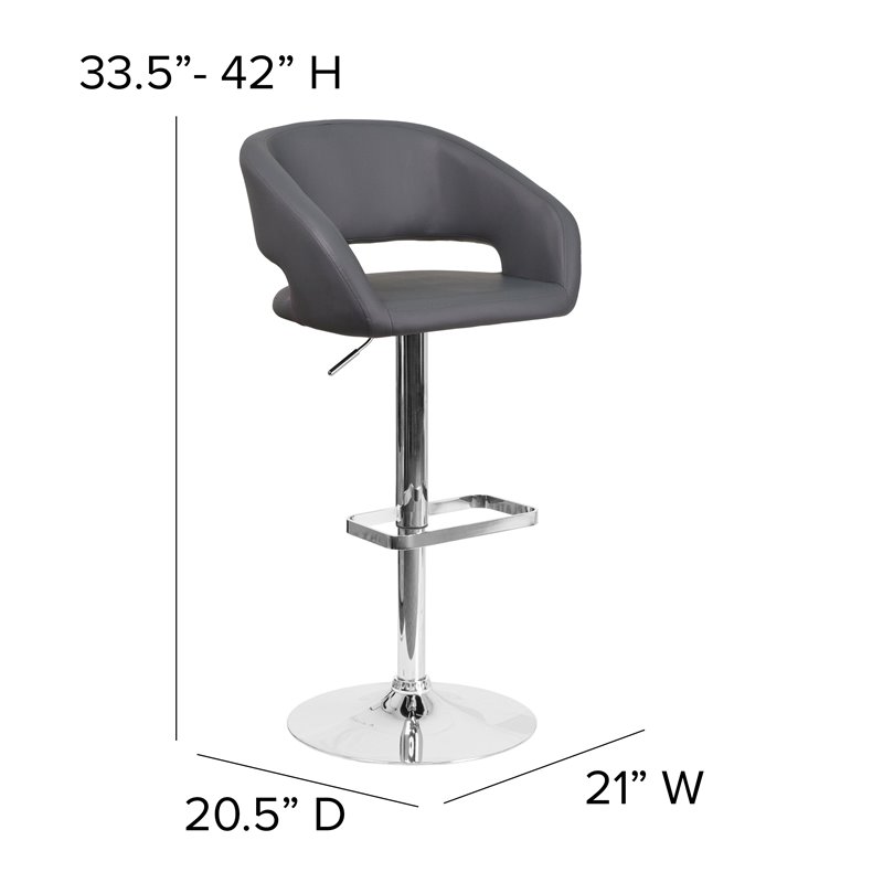 Home Square Faux Leather Bar Stool in Gray Finish - Set of 3