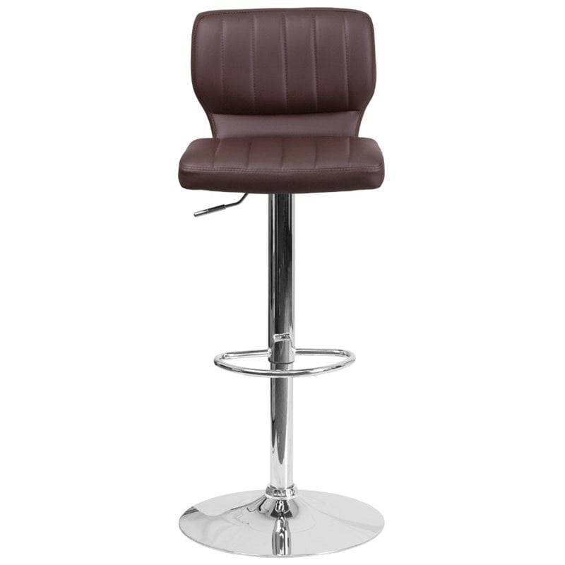 Home Square Faux Leather Vinyl Upholstery Bar Stool in Brown - Set of 3