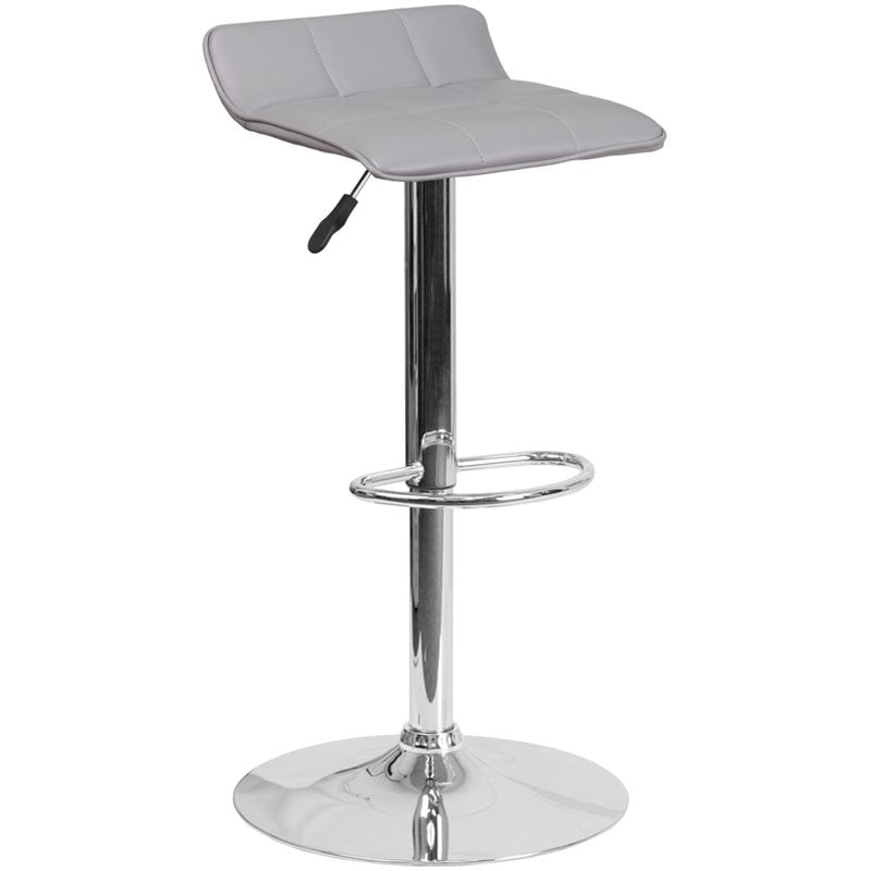 Home Square Faux Leather Adjustable Low Back Bar Stool in Gray - Set of 3