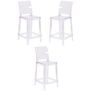 Home Square 25&quot Counter Stool in Transparent Crystal - Set of 3