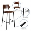 Home Square Rustic Steel Frame Wooden Bar Stool in Mahogany - Set of 3