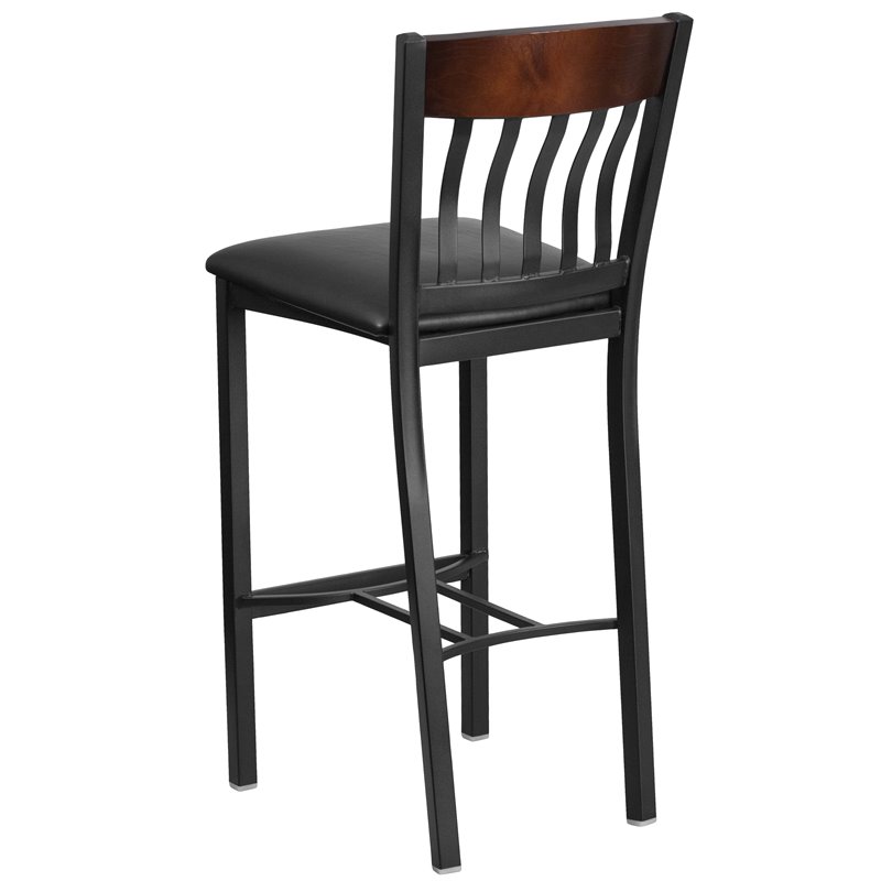 Home Square Wooden Restaurant Bar Stool in Black Finish - Set of 3