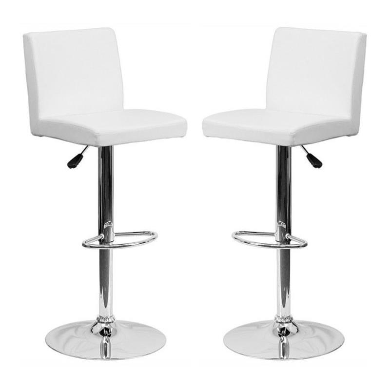 Home Square Contemporary Bar Stool in White Finish - Set of 2