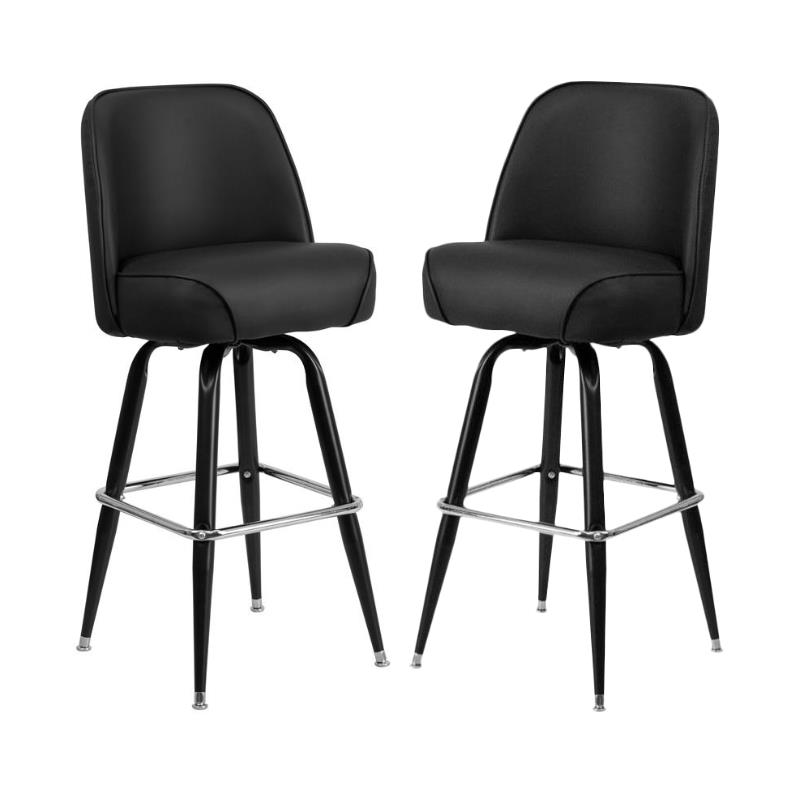 Home Square Metal Barstool With Swivel Bucket Seat in Black - Set of 2