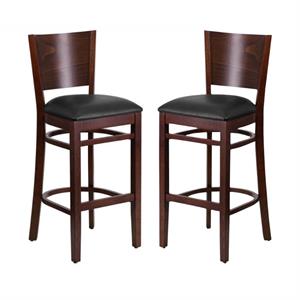 Home Square 43.5&quot Upholstered Restaurant Bar Stool in Black - Set of 2