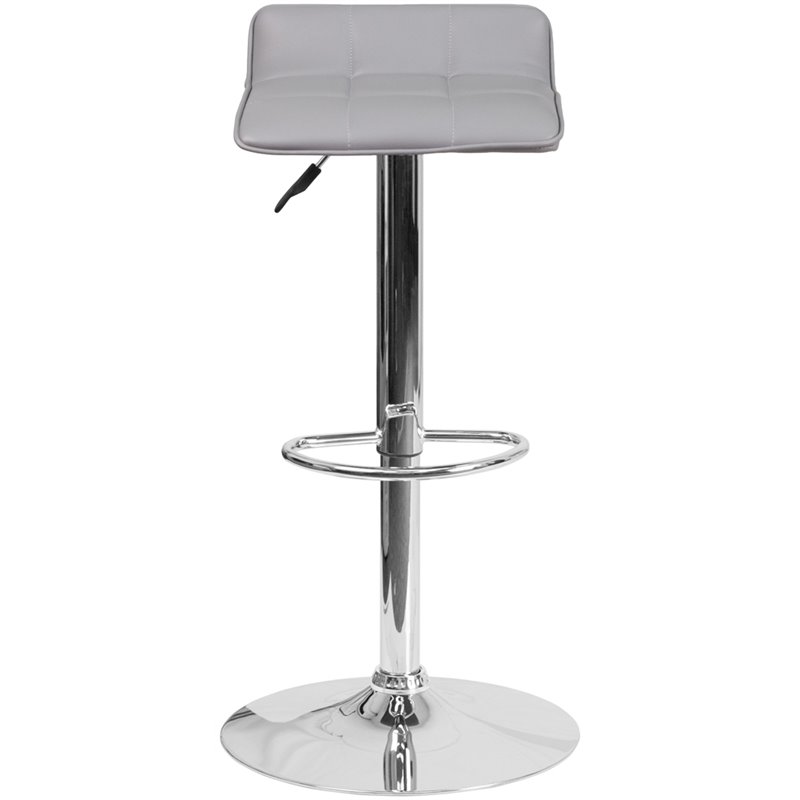 Home Square Faux Leather Adjustable Low Back Bar Stool in Gray - Set of 2