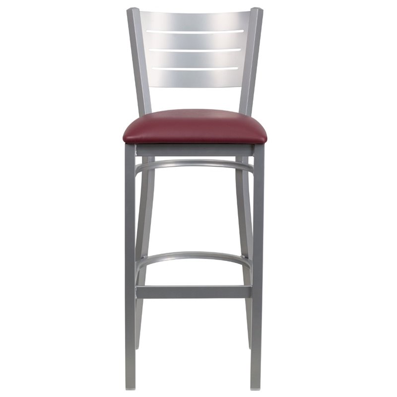 Home Square Bar Stool in Burgundy and Silver Finish - Set of 2