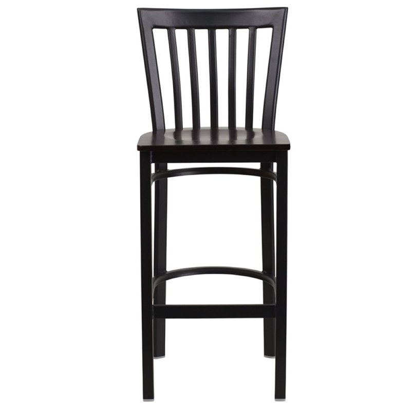 Home Square Restaurant Bar Stool in Black and Walnut Finish - Set of 2