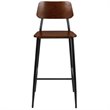 Home Square Rustic Steel Frame Wooden Bar Stool in Mahogany - Set of 2