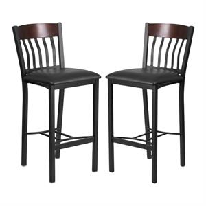 Home Square Wooden Restaurant Bar Stool in Black Finish - Set of 2