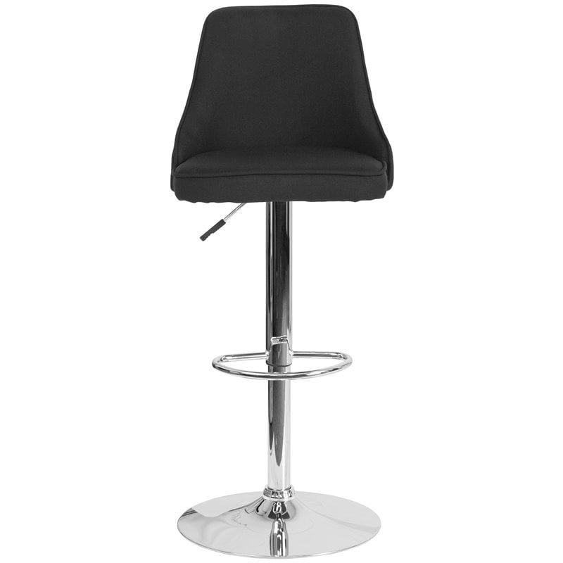 Home Square Trieste Upholstered Adjustable Bar Stool in Black - Set of 2