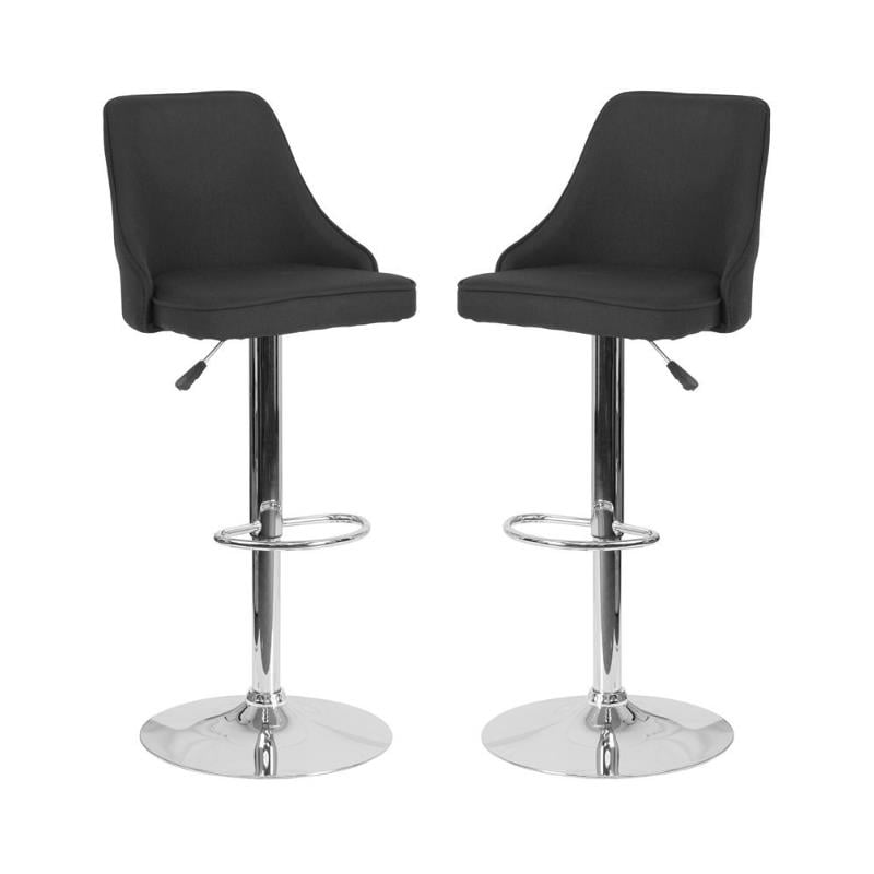 Home Square Trieste Upholstered Adjustable Bar Stool in Black - Set of 2