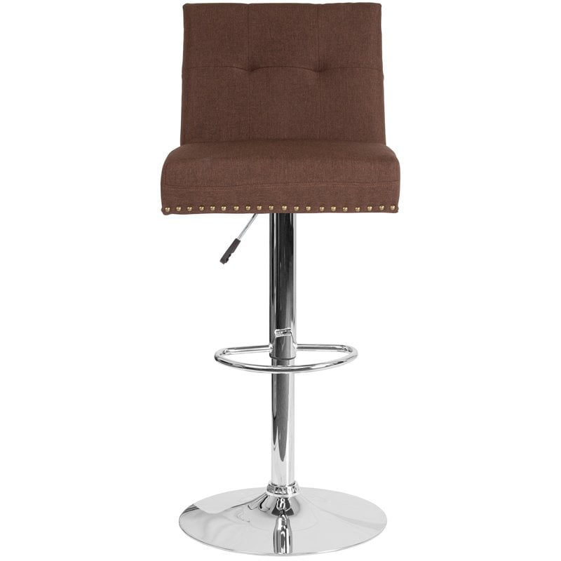 Home Square Ravello Tufted Adjustable Bar Stool in Brown - Set of 2